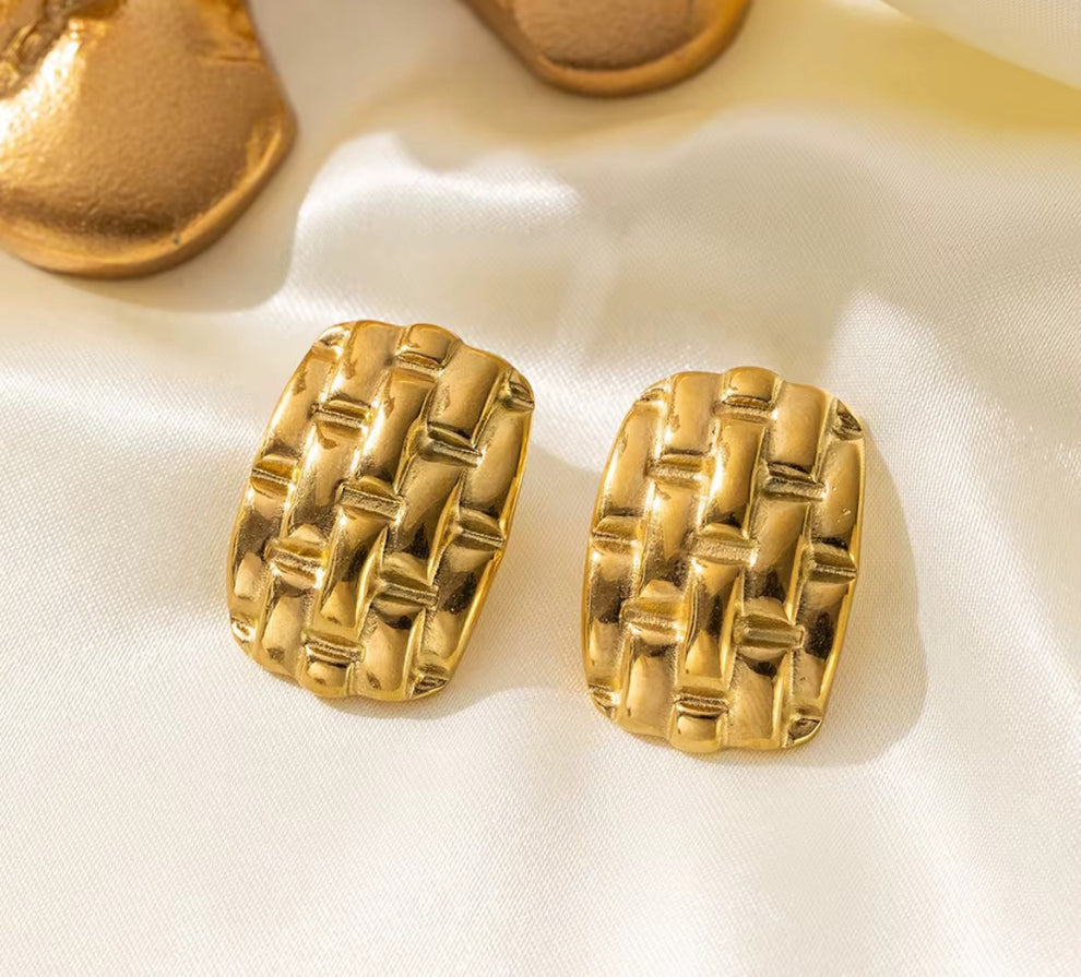 Premium Hammered Golden Stud Earrings