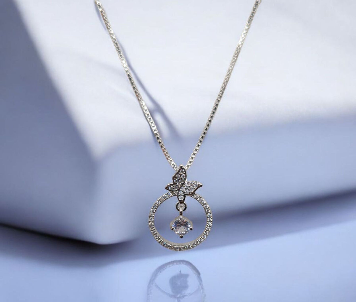 Gem Stone Butterfly Necklace