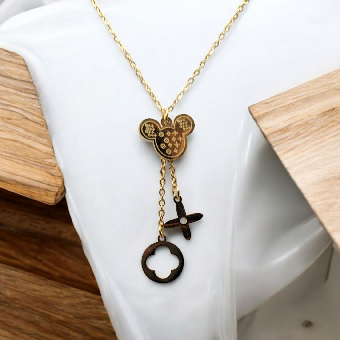 Micky Mouse Four Leaf Necklace