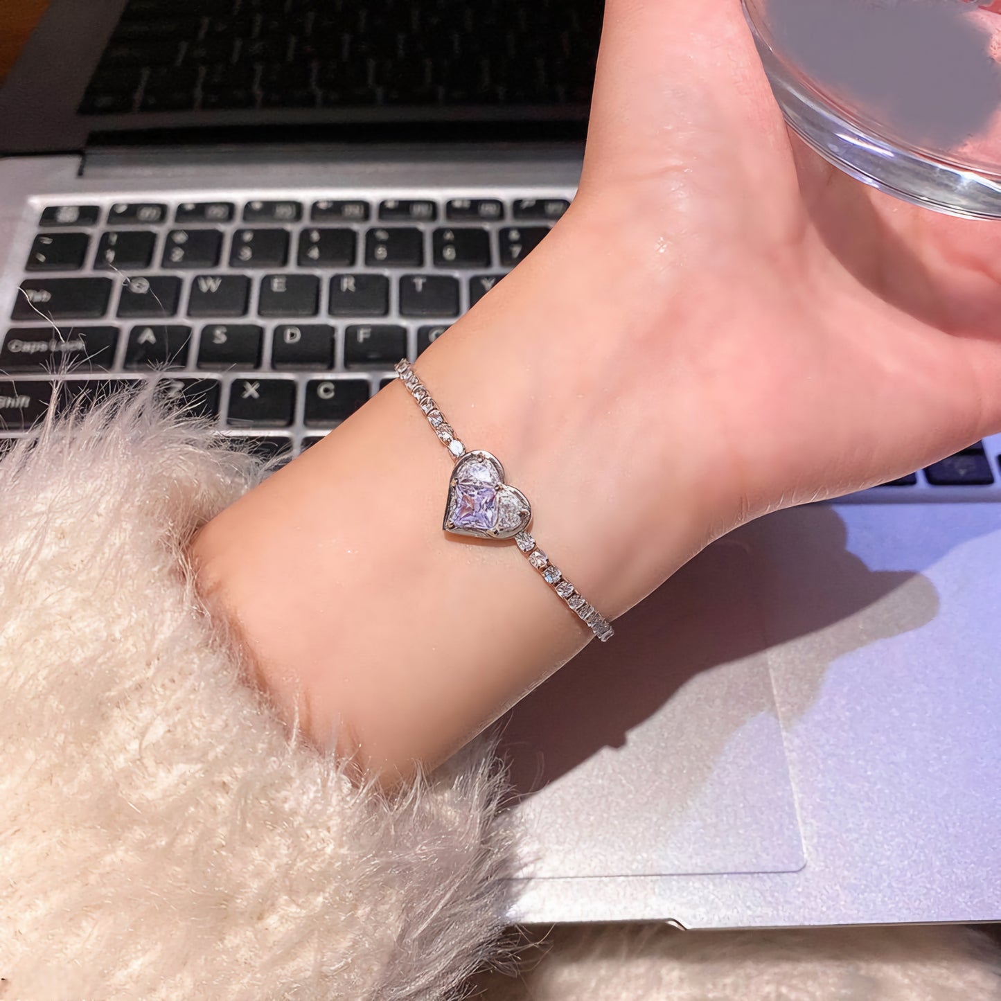 1 Carat Zircon Crystal Heart Bracelet