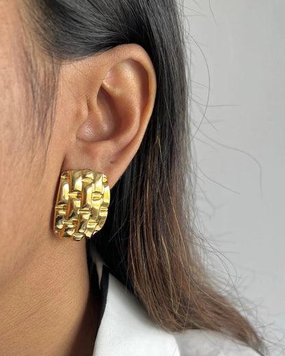Premium Hammered Golden Stud Earrings