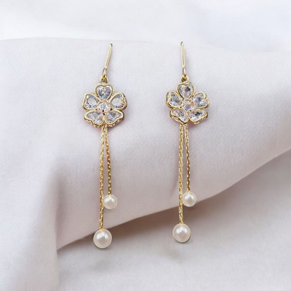 Zirconia Flower Drop Earring