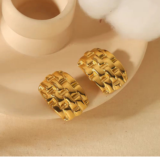 Premium Hammered Golden Stud Earrings