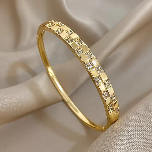 Golden Luxe Checkered Bangle