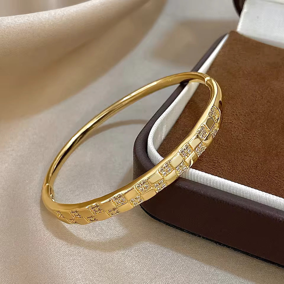 Golden Luxe Checkered Bangle