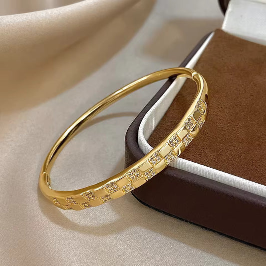 Golden Luxe Checkered Bangle