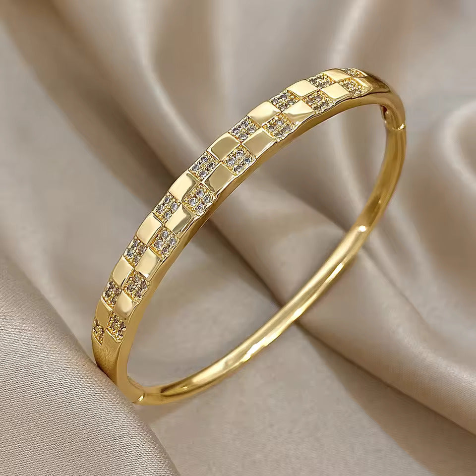 Golden Luxe Checkered Bangle