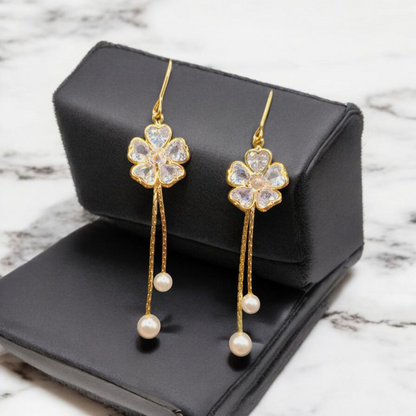 Zirconia Flower Drop Earring