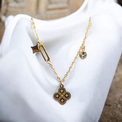 Rhinestone Four Leaf Necklace