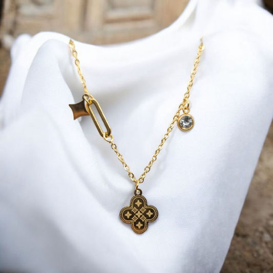 Rhinestone Four Leaf Necklace