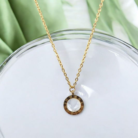 Black And White Double Sided Roman Numeral Necklace