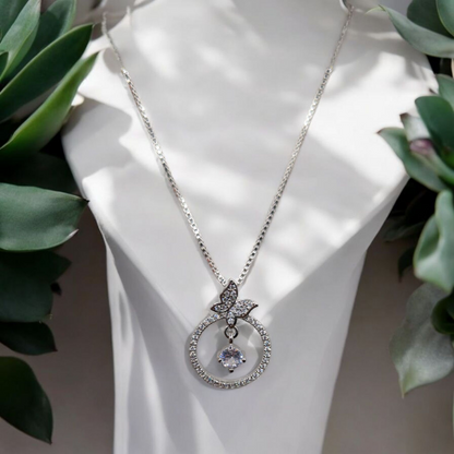 Gem Stone Butterfly Necklace