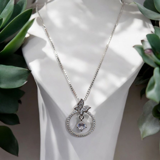 Gem Stone Butterfly Necklace